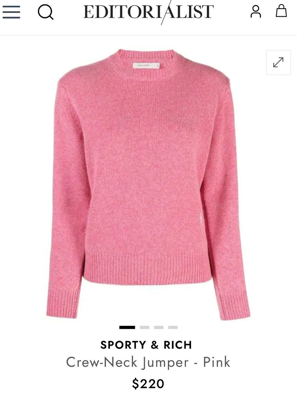 Sporty & Rich Rose Pink Crew-Neck Sweater